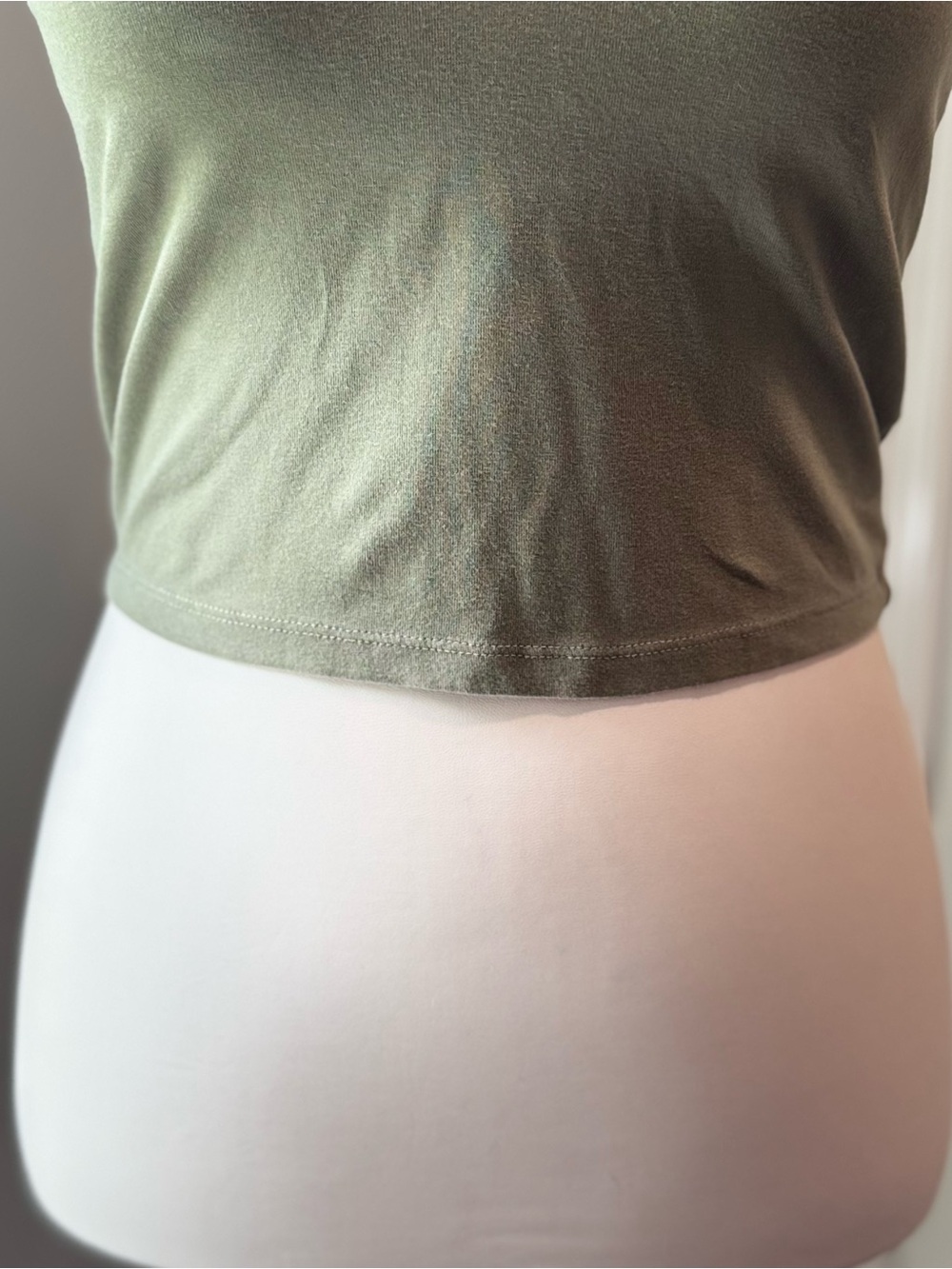 Abercrombie & Fitch Olive Green Collared V-Neck Halter Crop Top | Size Small - Picture 4 of 7
